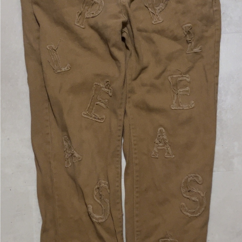 Tan Embroidered Pants